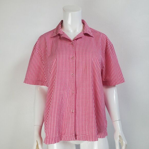 Vintage 80's Lee Pink Gingham Button-Up Shirt - Picture 1 of 6